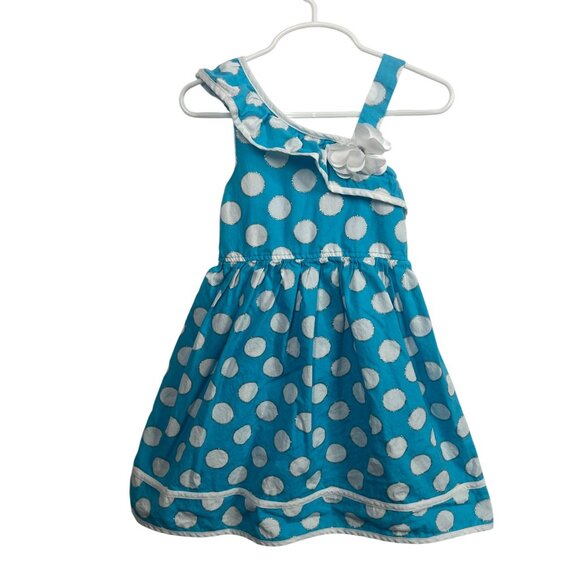 Youngland Baby Girls Blue Polka Dot Fit & Flare Sundress Size 5 - Picture 1 of 15